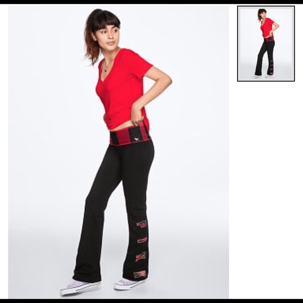 PINK Bling Cotton Foldover Flare Legging